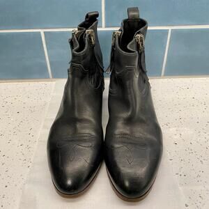 Golden Goose Deluxe Viand Leather Ankle Boots Black 37 Exposed Zip Closure